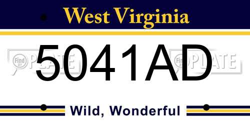 5041AD West Virginia License Plate