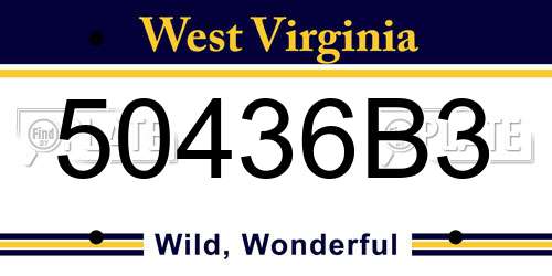 50436B3 West Virginia License Plate