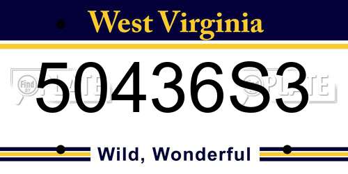 50436S3 West Virginia License Plate