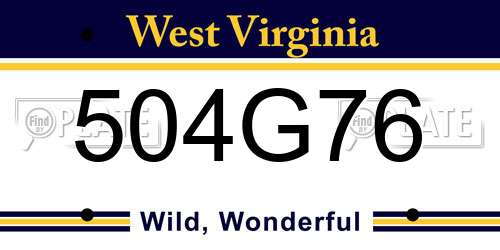 504G76 West Virginia License Plate
