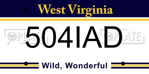 504IAD West Virginia License Plate