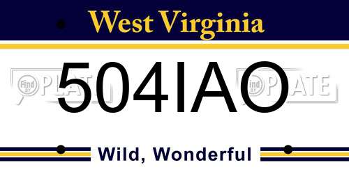 504IAO West Virginia License Plate