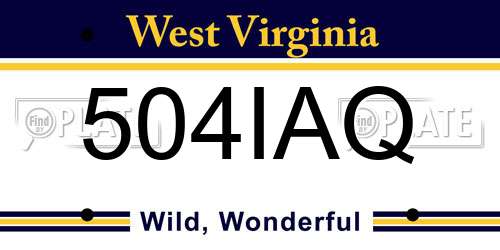 504IAQ West Virginia License Plate