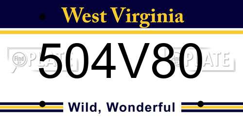 504V80 West Virginia License Plate