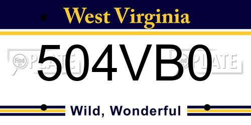 504VB0 West Virginia License Plate