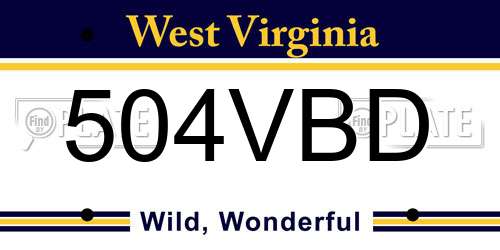 504VBD West Virginia License Plate
