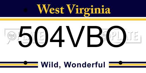 504VBO West Virginia License Plate