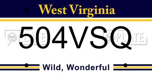 504VSQ West Virginia License Plate