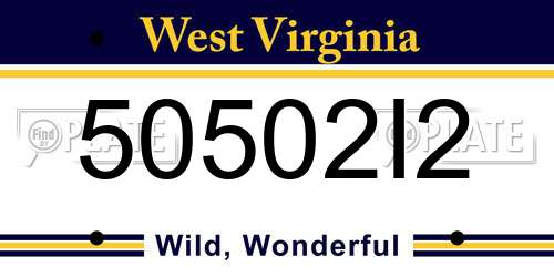 50502I2 West Virginia License Plate