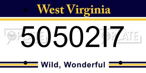 50502I7 West Virginia License Plate