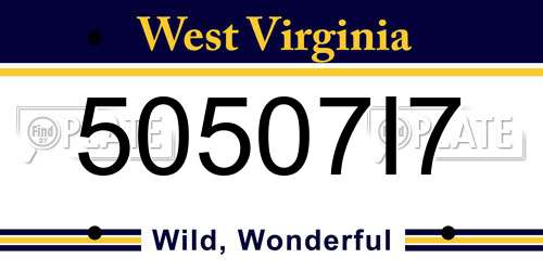50507I7 West Virginia License Plate