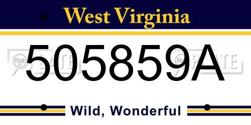 505859A West Virginia License Plate