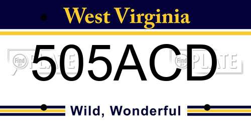 505ACD West Virginia License Plate