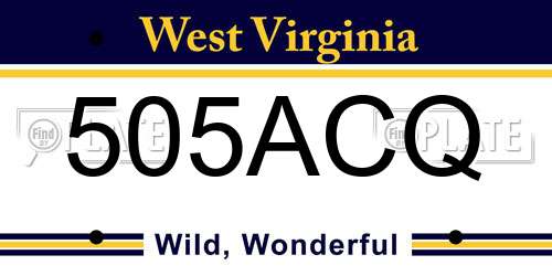 505ACQ West Virginia License Plate