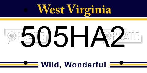505HA2 West Virginia License Plate