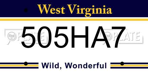 505HA7 West Virginia License Plate