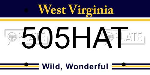 505HAT West Virginia License Plate