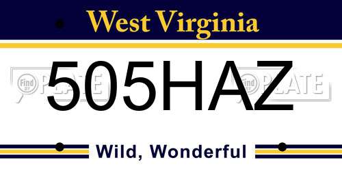 505HAZ West Virginia License Plate