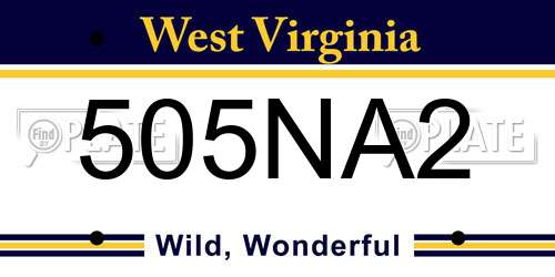 505NA2 West Virginia License Plate