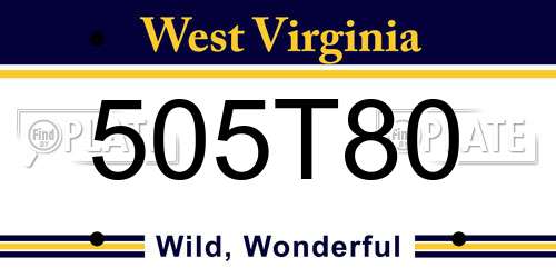 505T80 West Virginia License Plate