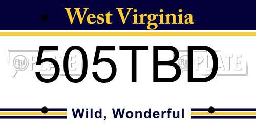 505TBD West Virginia License Plate