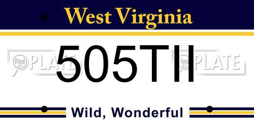 505TII West Virginia License Plate