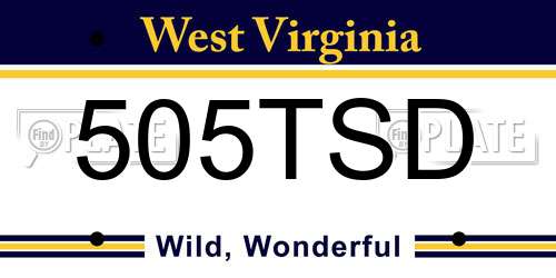 505TSD West Virginia License Plate