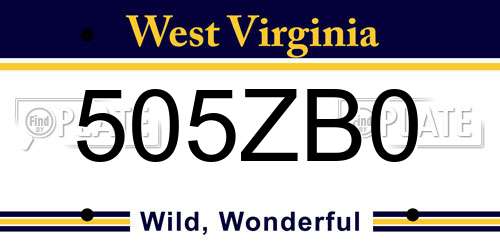 505ZB0 West Virginia License Plate