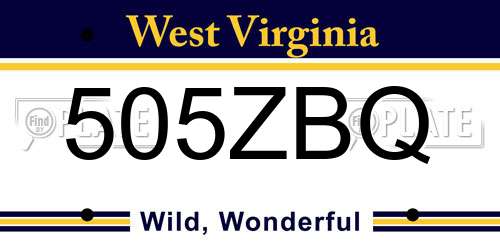 505ZBQ West Virginia License Plate