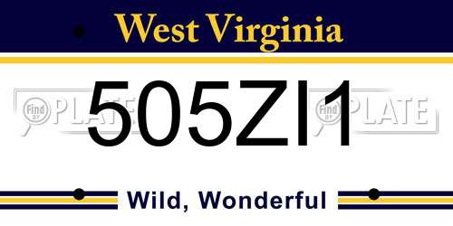 505ZI1 West Virginia License Plate