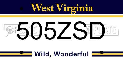 505ZSD West Virginia License Plate
