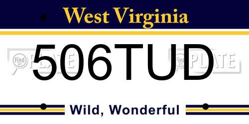 506TUD West Virginia License Plate