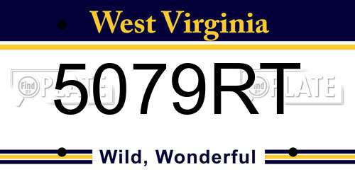5079RT West Virginia License Plate