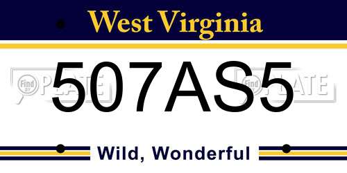 507AS5 West Virginia License Plate