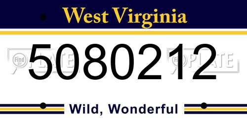 5080212 West Virginia License Plate