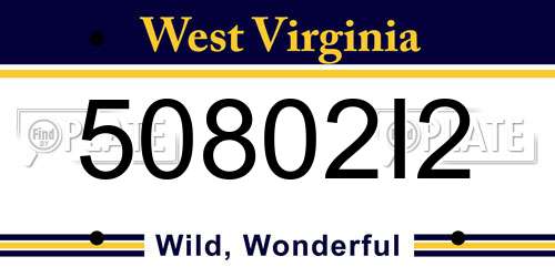 50802I2 West Virginia License Plate