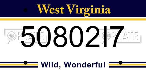 50802I7 West Virginia License Plate