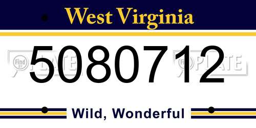 5080712 West Virginia License Plate