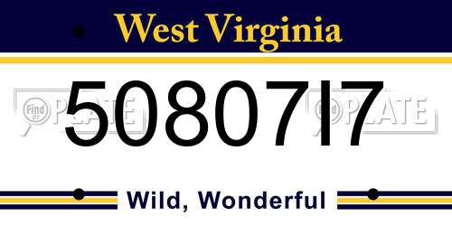 50807I7 West Virginia License Plate