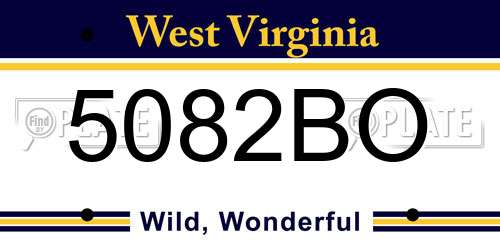 5082BO West Virginia License Plate