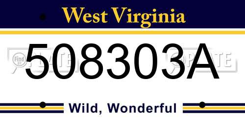 508303A West Virginia License Plate