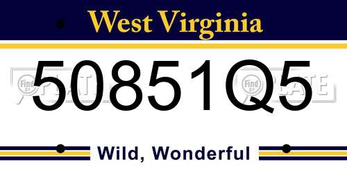 50851Q5 West Virginia License Plate
