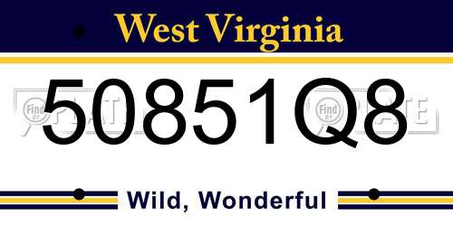 50851Q8 West Virginia License Plate