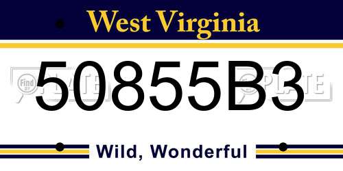50855B3 West Virginia License Plate