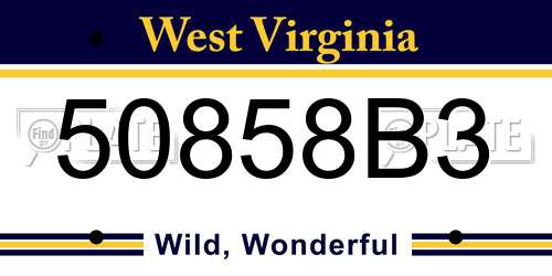 50858B3 West Virginia License Plate