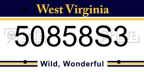 50858S3 West Virginia License Plate