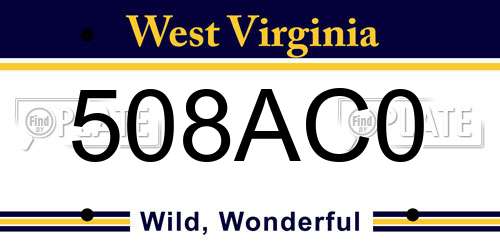508AC0 West Virginia License Plate