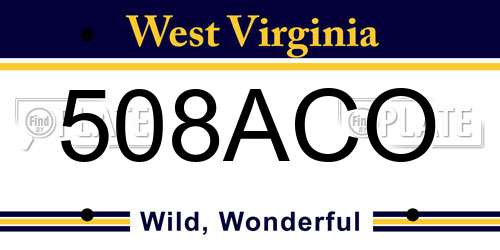 508ACO West Virginia License Plate