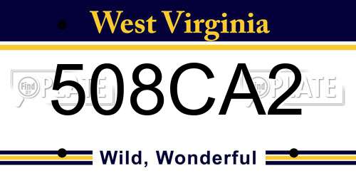 508CA2 West Virginia License Plate