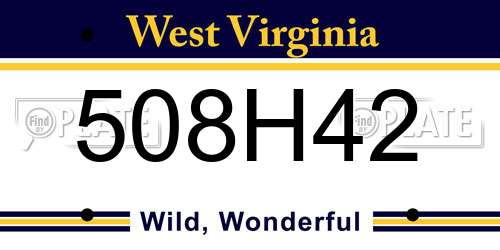 508H42 West Virginia License Plate